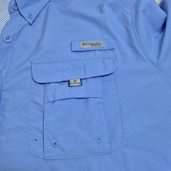 Columbia Women's Shirt Size 1X Button Up Blue PFG Fishing Omni Shade Top (20) - Picture 9 of 15